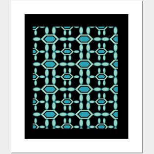 Geometric bleu color seamless pattern Posters and Art